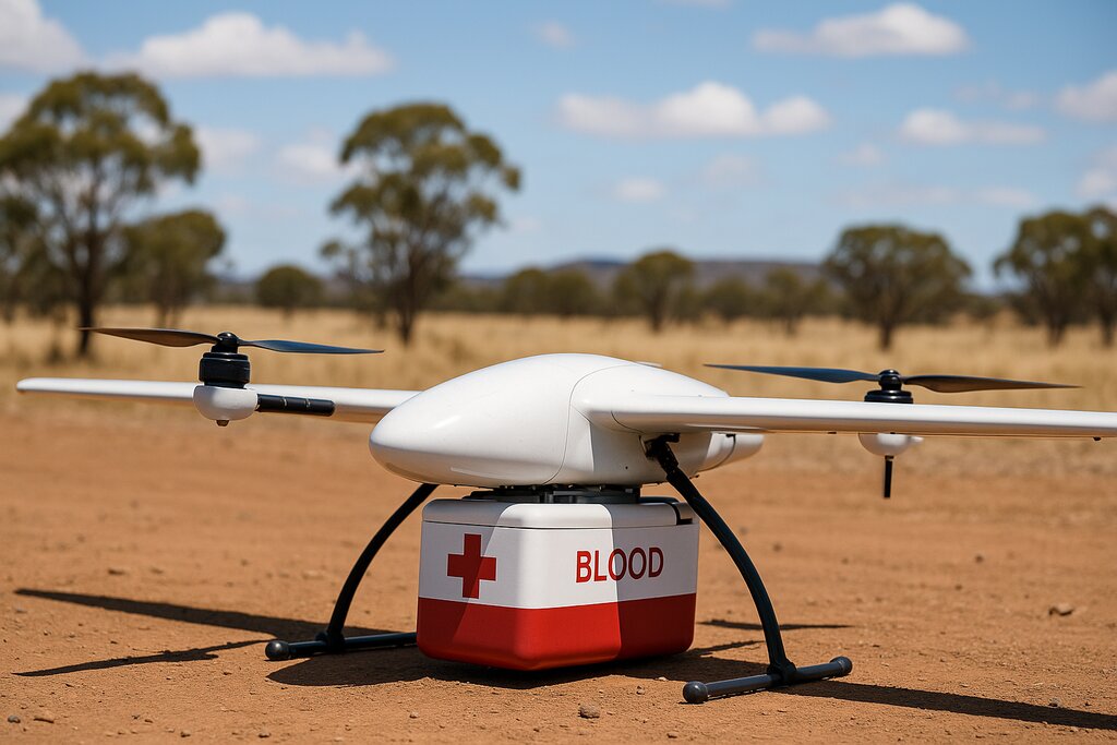Drone blood delivery in Australia using medical transport drone